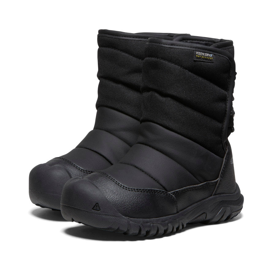 KEEN ウォータープルーフ スノーボードブーツ リトルキッズ パフライダー ウォータープルーフ | Black/Steel Grey